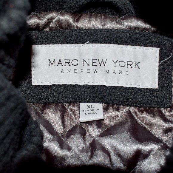 Andrew Marc New York Black Wool Blend Zip & Button Front Ribbed Knit Coat - Picture 8 of 9